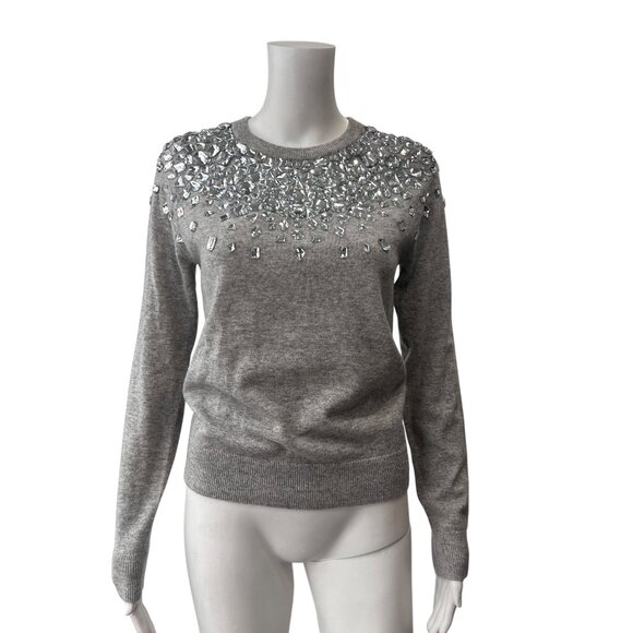 Michael Kors Gray Cashmere Crystal Embellished Pullover Sweater size XS - Picture 1 of 7